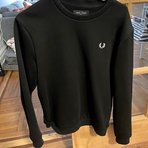 Mens Fred Perry Sweathshirt Black Size Small, logo on chest and back. Like New.